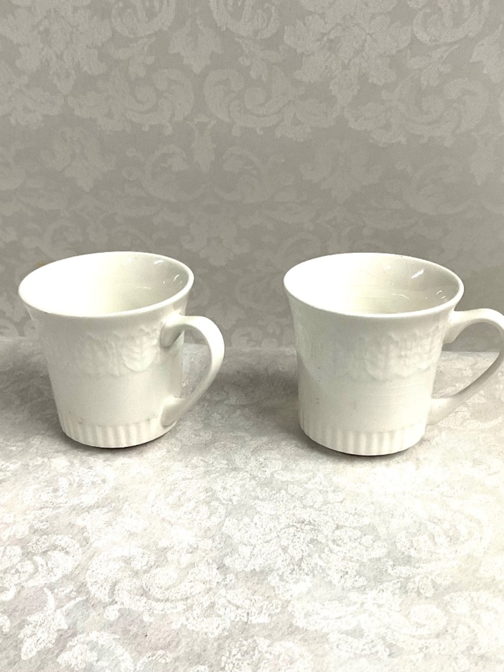 2 Demitasse Cups  White Porcelain